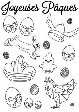 Coloriage Pâques - Quelques symboles de Pâques 8
