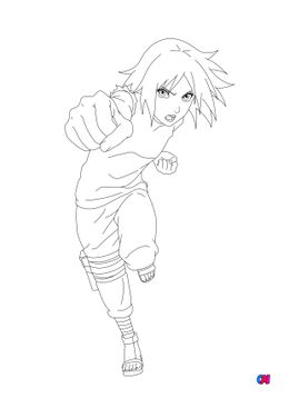 Coloriage Naruto - Sakura et son coup de poing Oi zuki