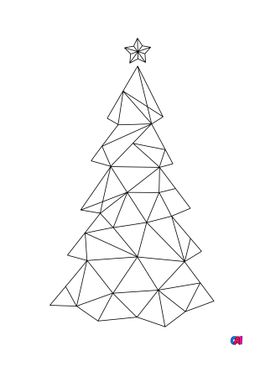 Coloriage de Noël - Sapin de Noël aux formes géométriques