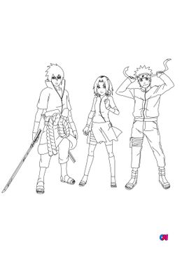 Coloriage Naruto - Sasuke, Sakura et Naruto