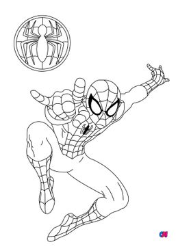 Coloriage Spiderman - Spiderman tisse sa toile rapidement