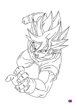 Coloriage dragon ball z - Super Saiyan en plein combat