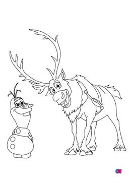 Coloriage la reine des neiges - Sven et Olaf