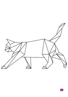 Coloriage Animaux géométriques - Un chat qui marche