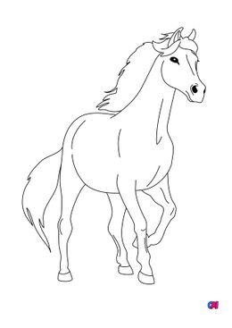 Coloriage de chevaux - Un cheval qui marche