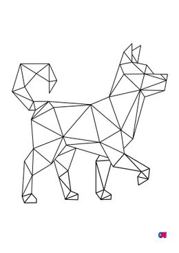 Coloriage Animaux géométriques - Un chien bien dressé