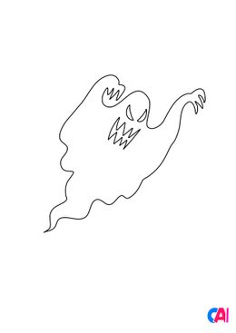 Coloriages Halloween - Un fantôme démoniaque 