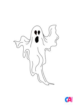 Coloriages Halloween - Un fantôme effrayant