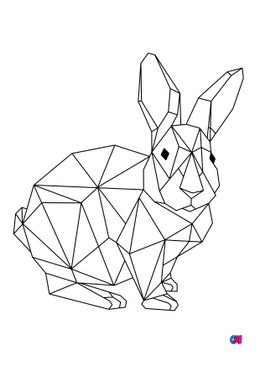 Coloriage Animaux géométriques - Un lapin très attentif