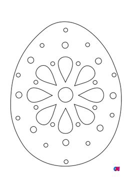 Coloriage Pâques - Un œuf à la décoration florale