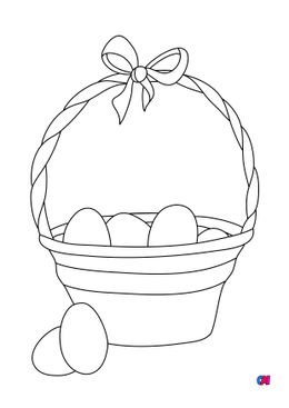 Coloriage Pâques - Un panier rempli d'œufs de Pâques