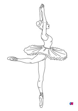 Coloriages de danseuses - Une danseuse avec un tutu plateau