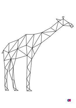 Coloriage Animaux géométriques - Une girafe au long cou
