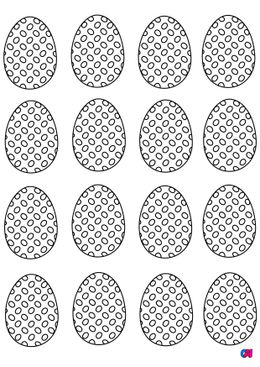 Coloriage Pâques - Une série d'œufs de Pâques avec des petits cercles