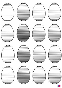 Coloriage Pâques - Une série d'œufs de Pâques striés