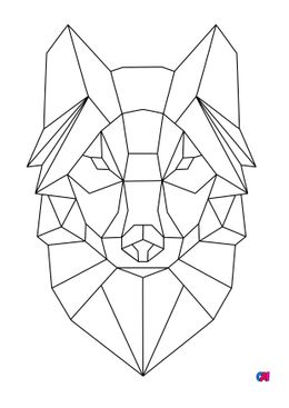 Coloriage Animaux géométriques - Une tête de loup