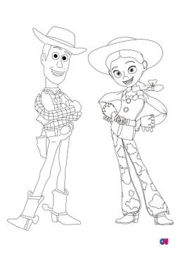 Coloriage Toy Story 4 - Woody et Jessie