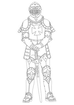 Coloriages de chevalier - Chevalier en armure