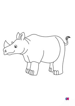 Coloriages d'animaux - Un rhinocéros